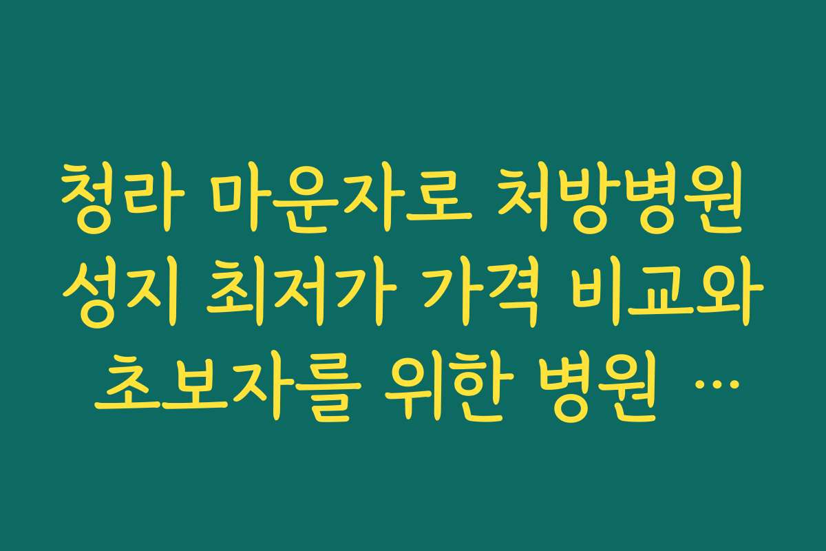 청라 마운자로 처방병원 성지 최저가 가격 비교와 초보자를 위한 병원 선택 가이드