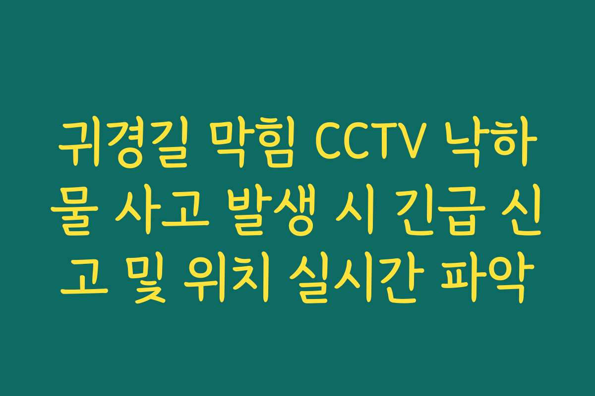 귀경길 막힘 CCTV 낙하물 사고 발생 시 긴급 신고 및 위치 실시간 파악