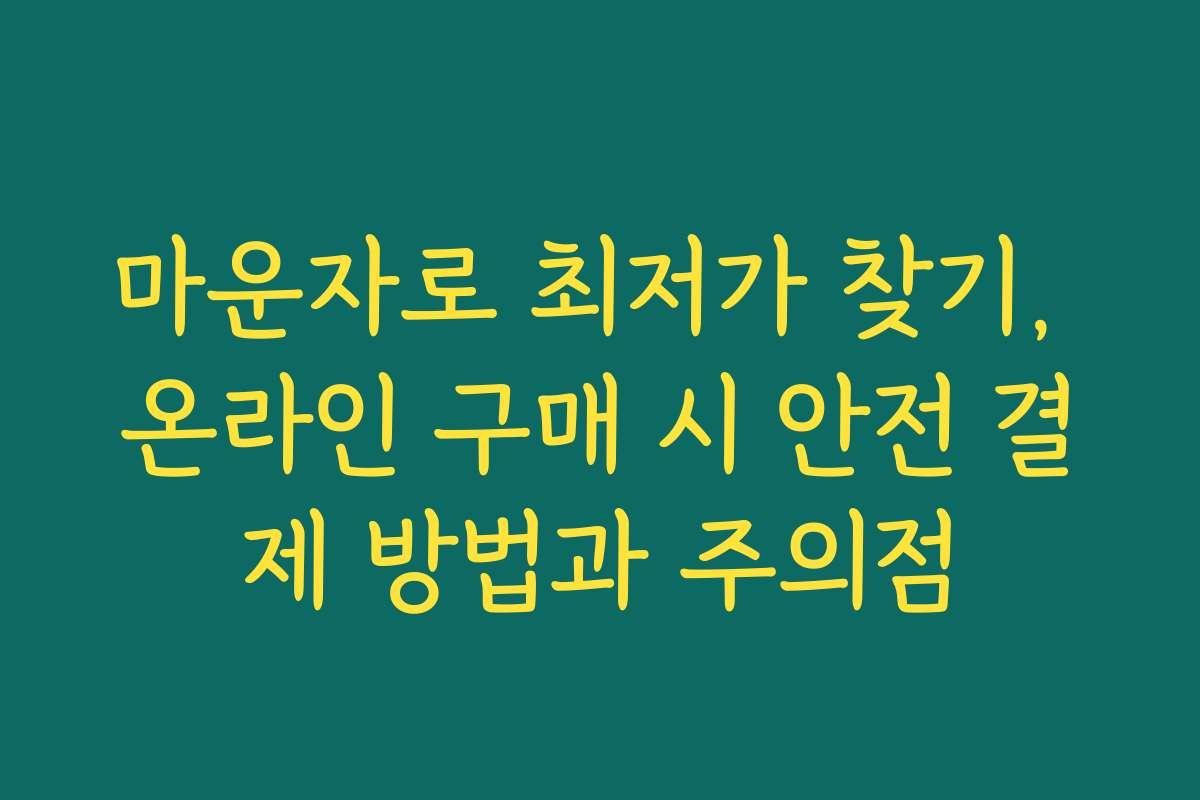 마운자로 최저가 찾기, 온라인 구매 시 안전 결제 방법과 주의점