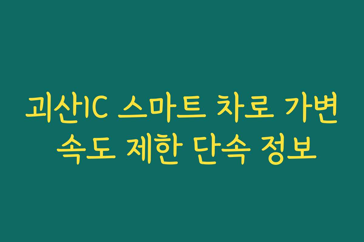 괴산IC 스마트 차로 가변 속도 제한 단속 정보