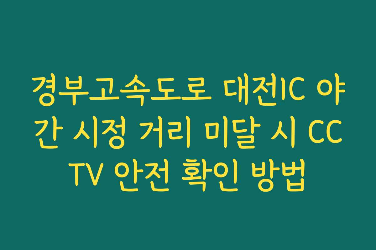 경부고속도로 대전IC 야간 시정 거리 미달 시 CCTV 안전 확인 방법