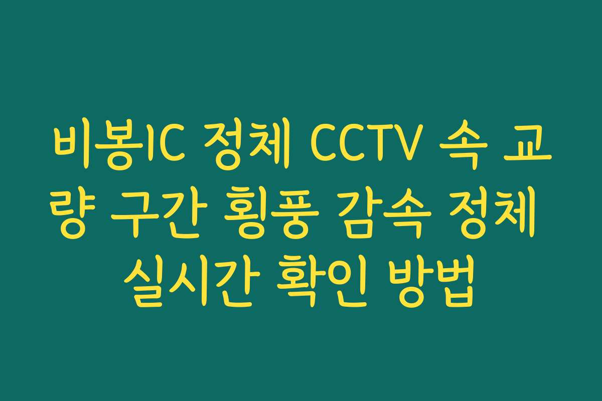 비봉IC 정체 CCTV 속 교량 구간 횡풍 감속 정체 실시간 확인 방법