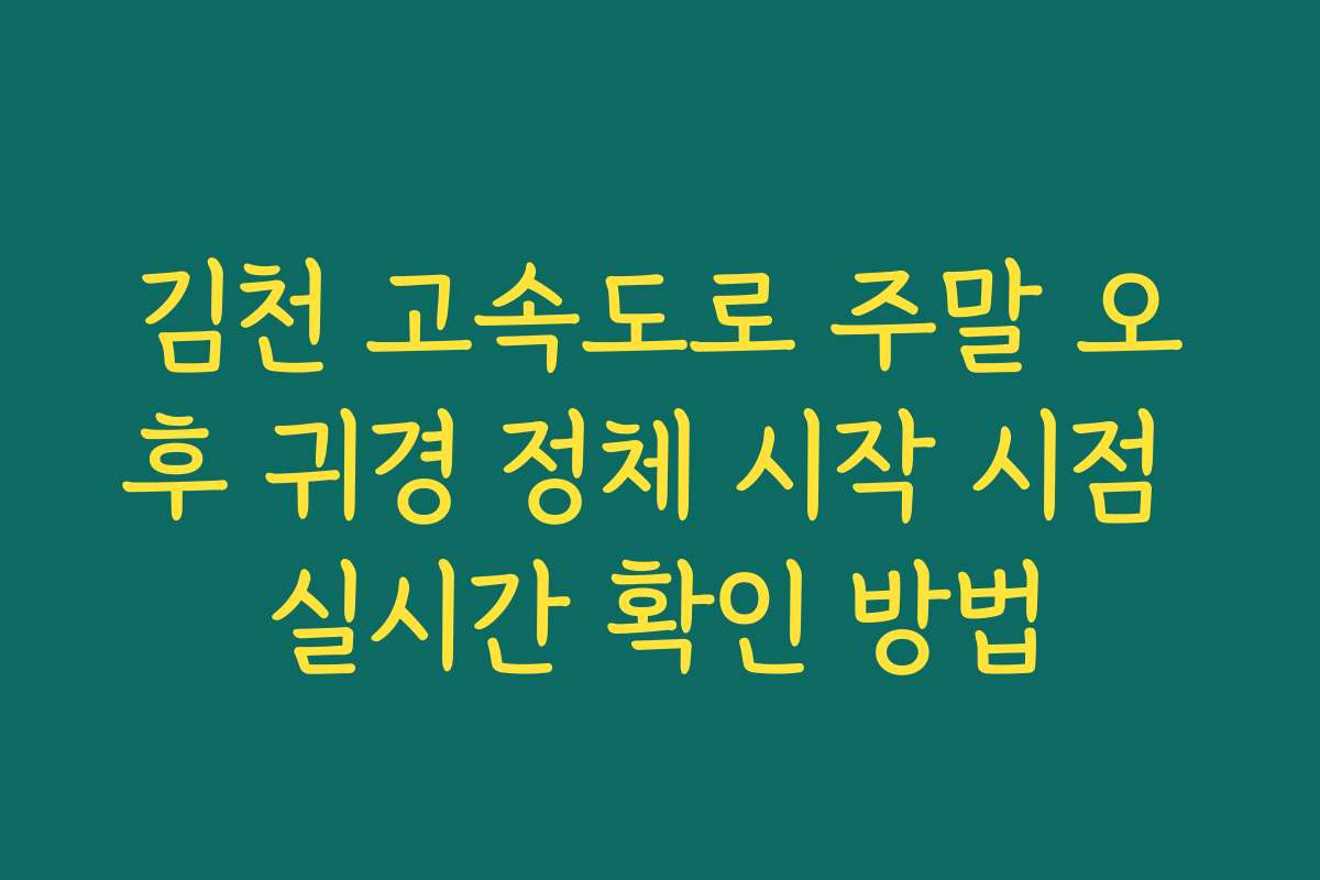 김천 고속도로 주말 오후 귀경 정체 시작 시점 실시간 확인 방법