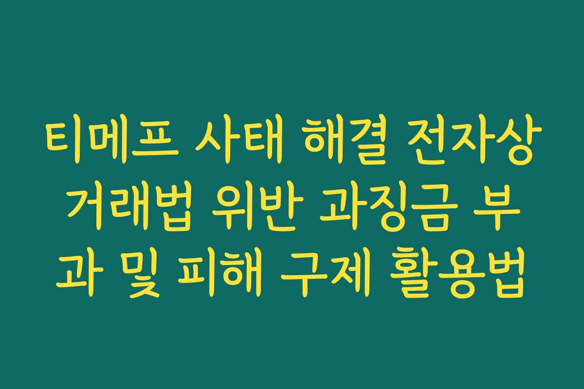 티메프 사태 해결 전자상거래법 위반 과징금 부과 및 피해 구제 활용법