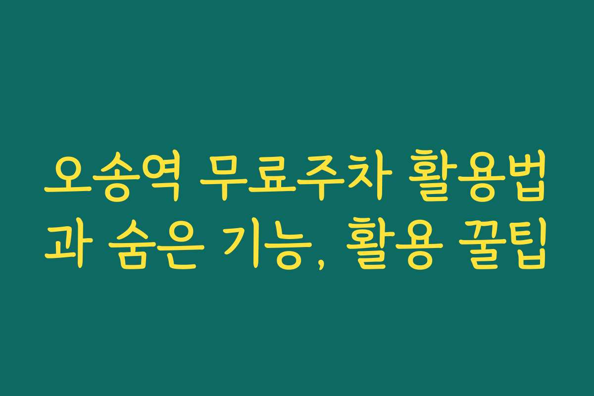 오송역 무료주차 활용법과 숨은 기능, 활용 꿀팁