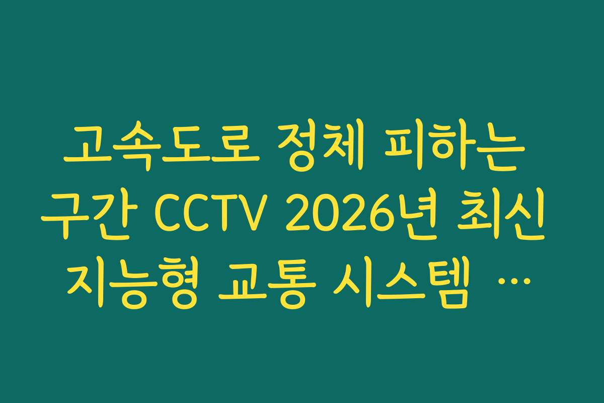 고속도로 정체 피하는 구간 CCTV 2026년 최신 지능형 교통 시스템 활용법