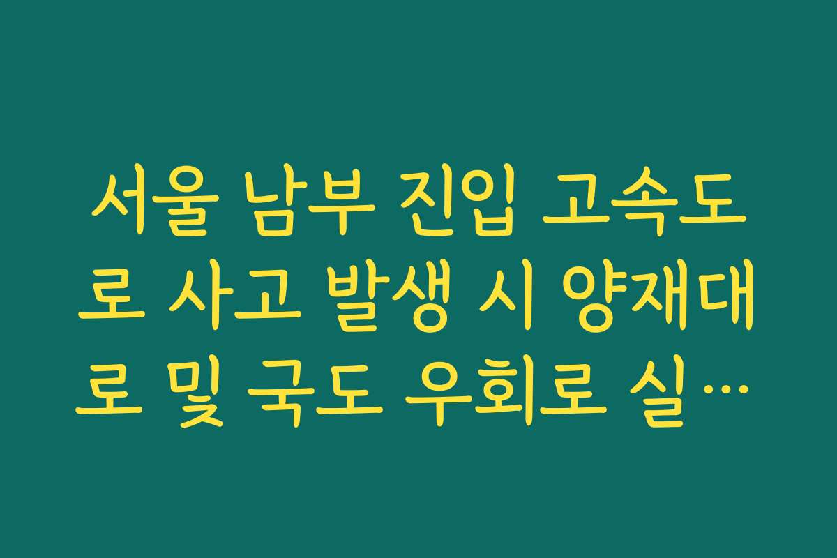 서울 남부 진입 고속도로 사고 발생 시 양재대로 및 국도 우회로 실시간 CCTV 확인