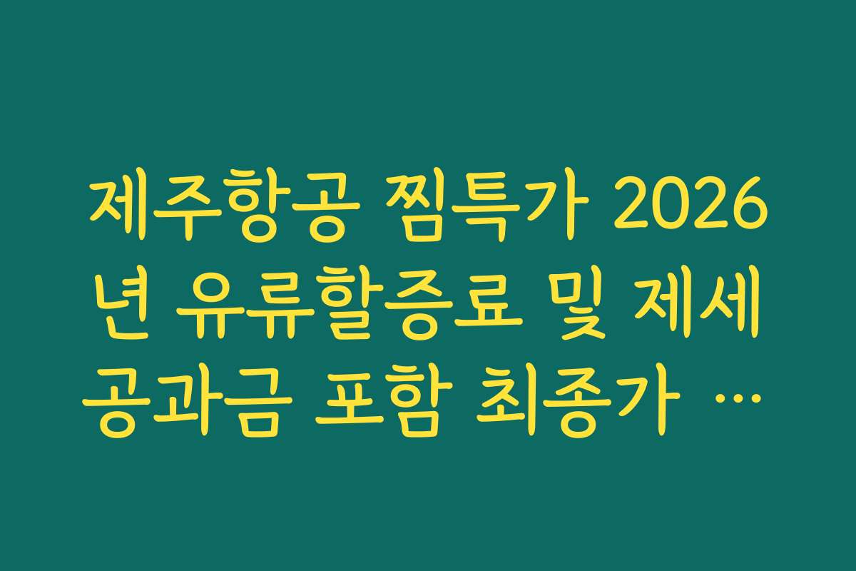 제주항공 찜특가 2026년 유류할증료 및 제세공과금 포함 최종가 계산법