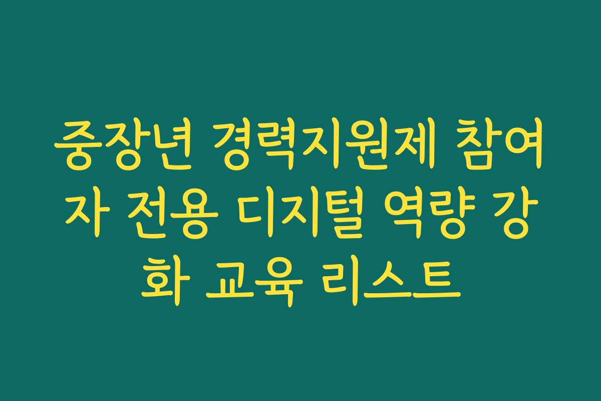 중장년 경력지원제 참여자 전용 디지털 역량 강화 교육 리스트