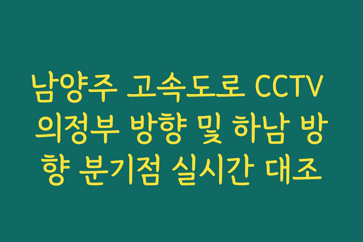 남양주 고속도로 CCTV 의정부 방향 및 하남 방향 분기점 실시간 대조