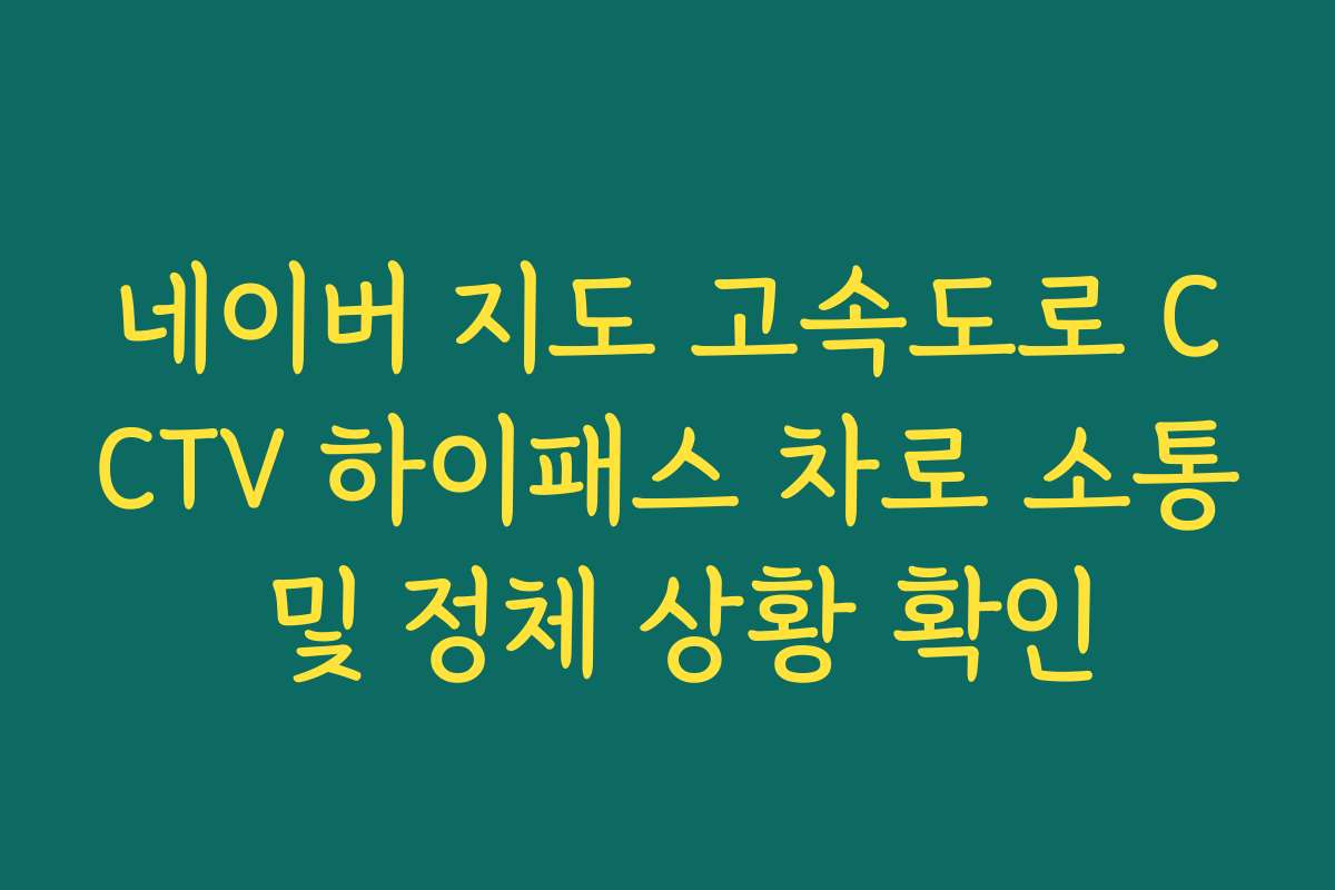 네이버 지도 고속도로 CCTV 하이패스 차로 소통 및 정체 상황 확인