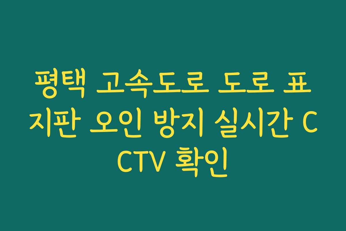 평택 고속도로 도로 표지판 오인 방지 실시간 CCTV 확인