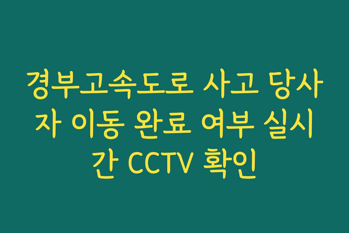 경부고속도로 사고 당사자 이동 완료 여부 실시간 CCTV 확인