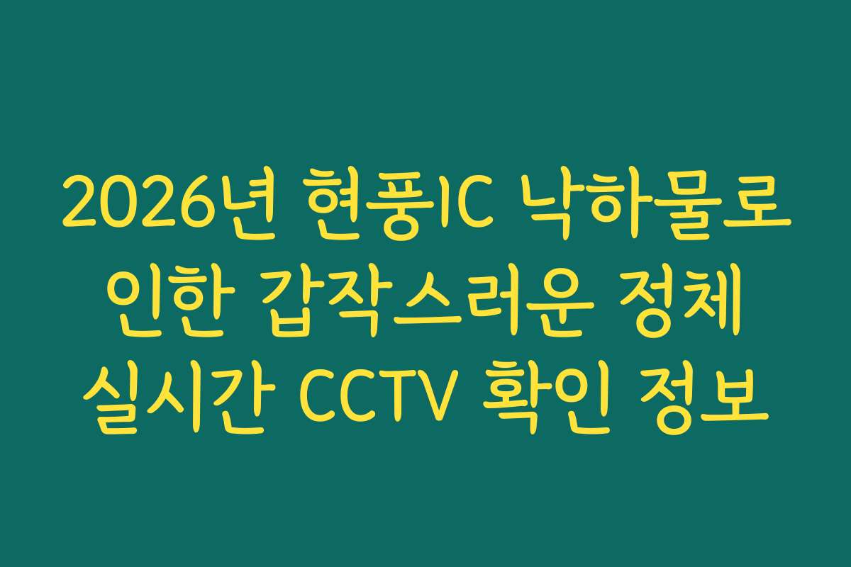 2026년 현풍IC 낙하물로 인한 갑작스러운 정체 실시간 CCTV 확인 정보