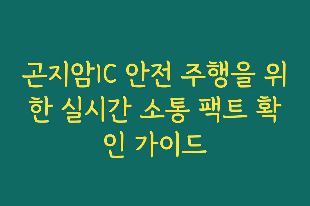 곤지암IC 안전 주행을 위한 실시간 소통 팩트 확인 가이드