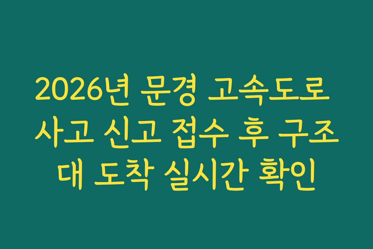 2026년 문경 고속도로 사고 신고 접수 후 구조대 도착 실시간 확인