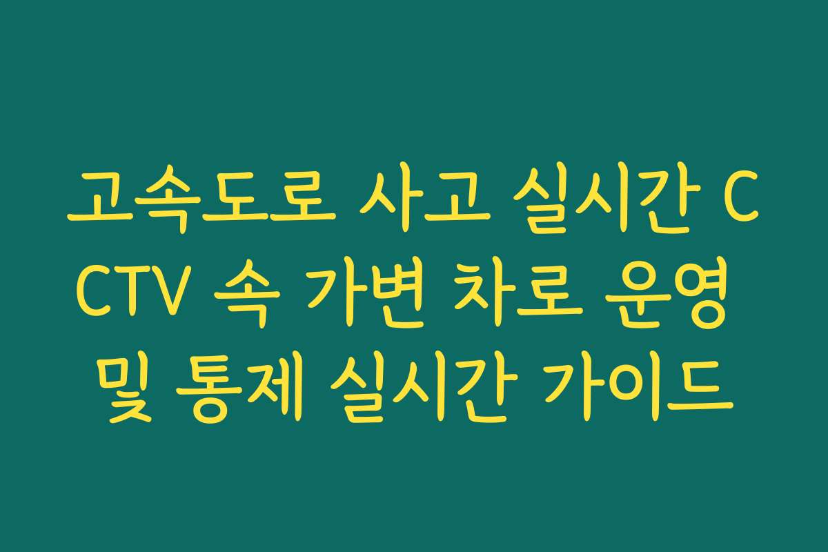 고속도로 사고 실시간 CCTV 속 가변 차로 운영 및 통제 실시간 가이드
