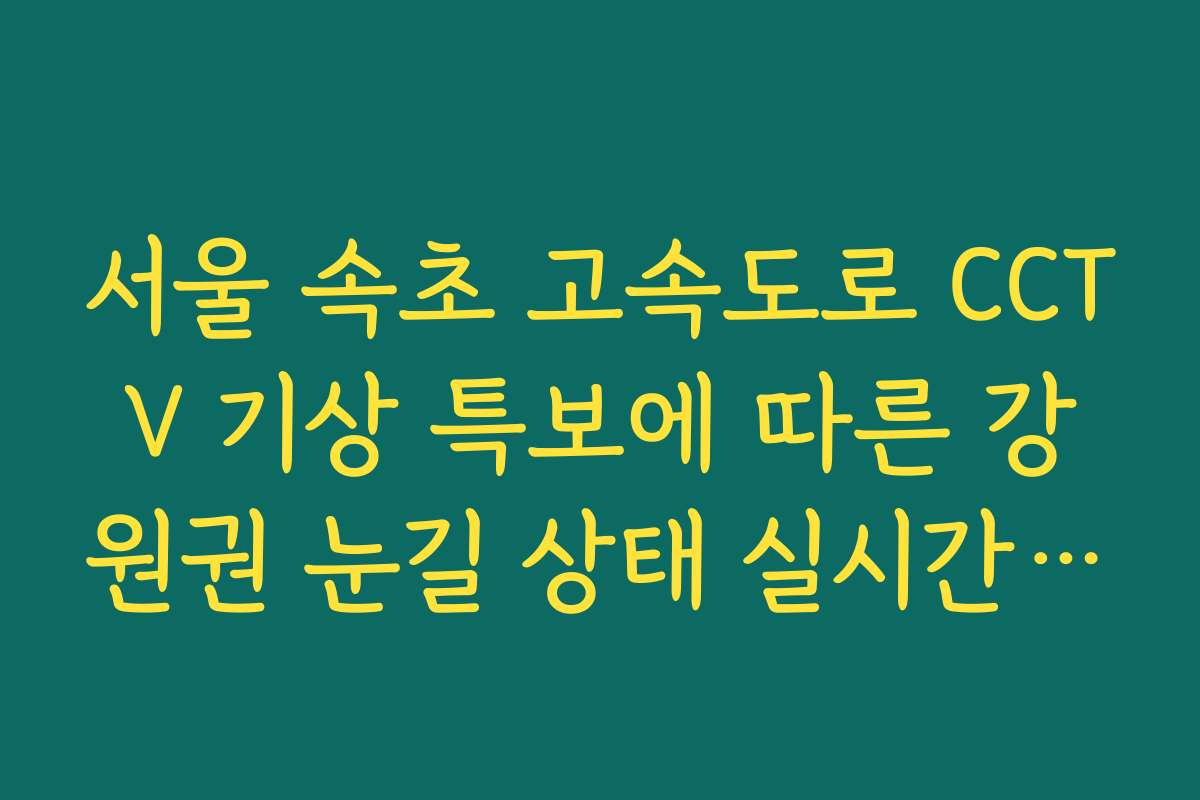 서울 속초 고속도로 CCTV 기상 특보에 따른 강원권 눈길 상태 실시간 보기