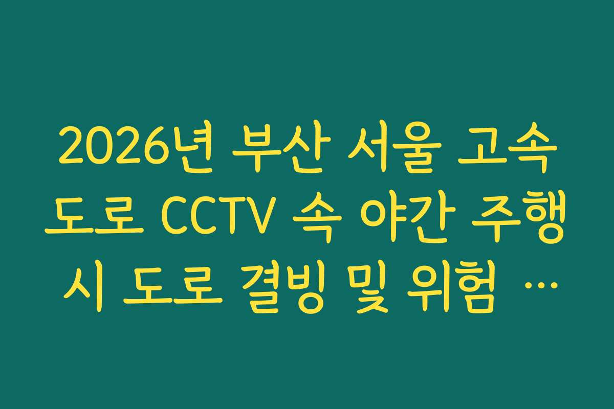 2026년 부산 서울 고속도로 CCTV 속 야간 주행 시 도로 결빙 및 위험 분석