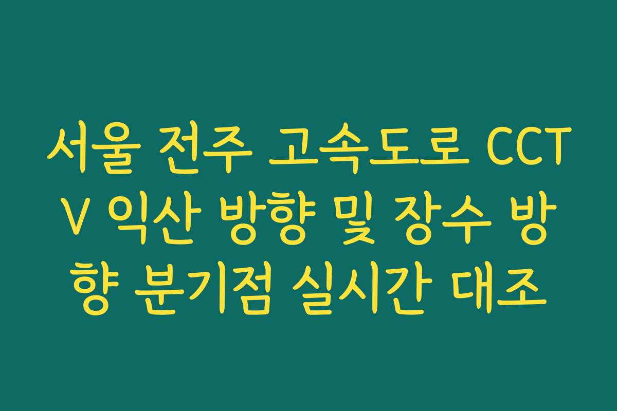 서울 전주 고속도로 CCTV 익산 방향 및 장수 방향 분기점 실시간 대조