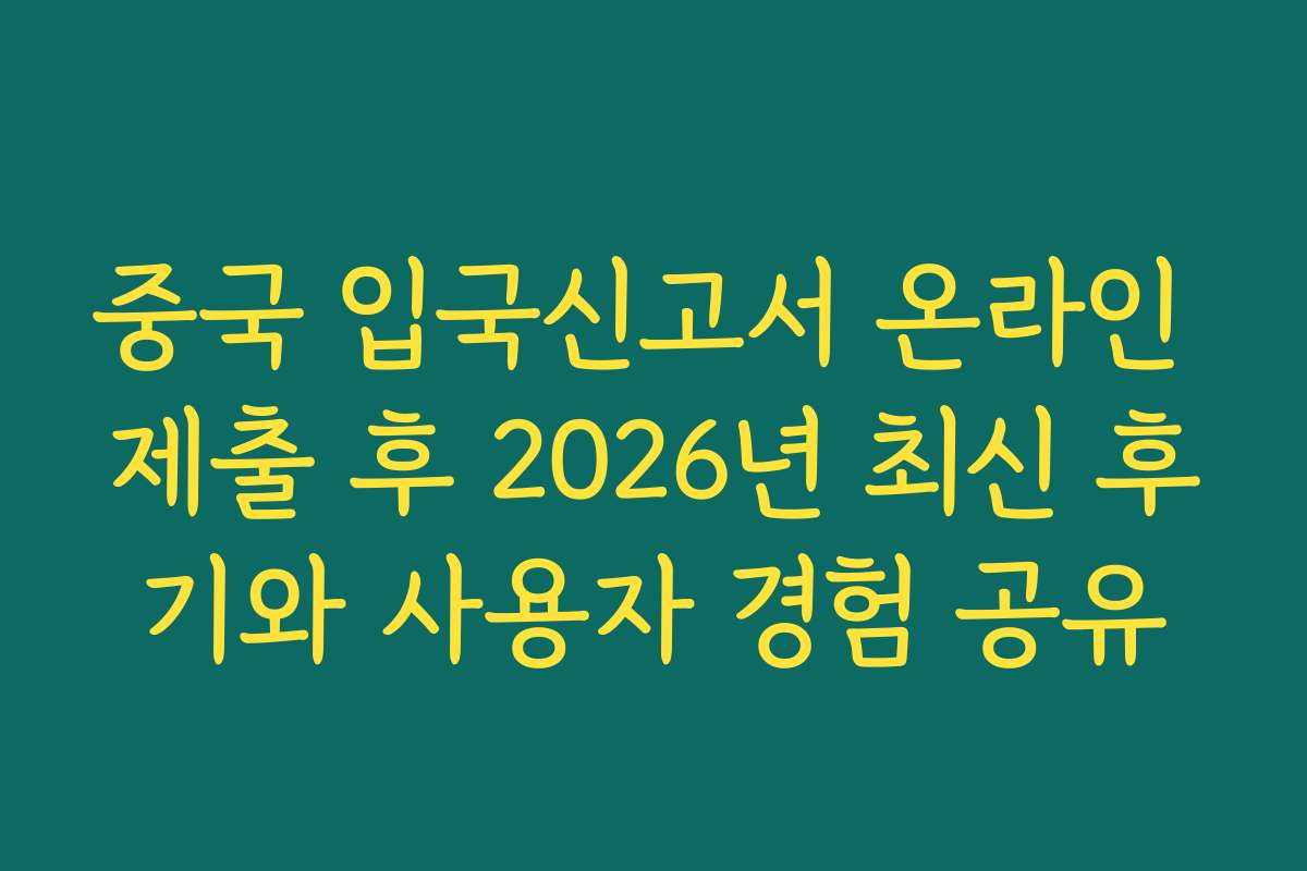 중국 입국신고서 온라인 제출 후 2026년 최신 후기와 사용자 경험 공유