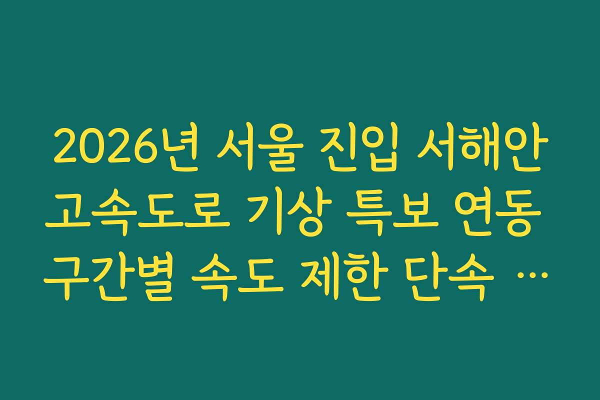 2026년 서울 진입 서해안고속도로 기상 특보 연동 구간별 속도 제한 단속 정보