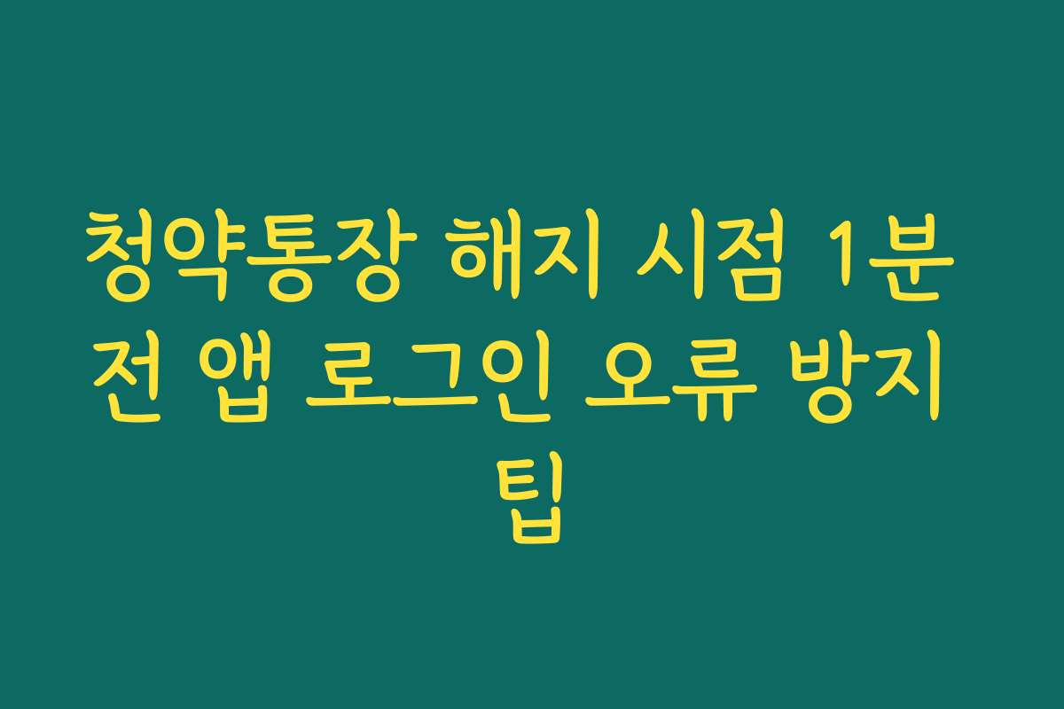 청약통장 해지 시점 1분 전 앱 로그인 오류 방지 팁