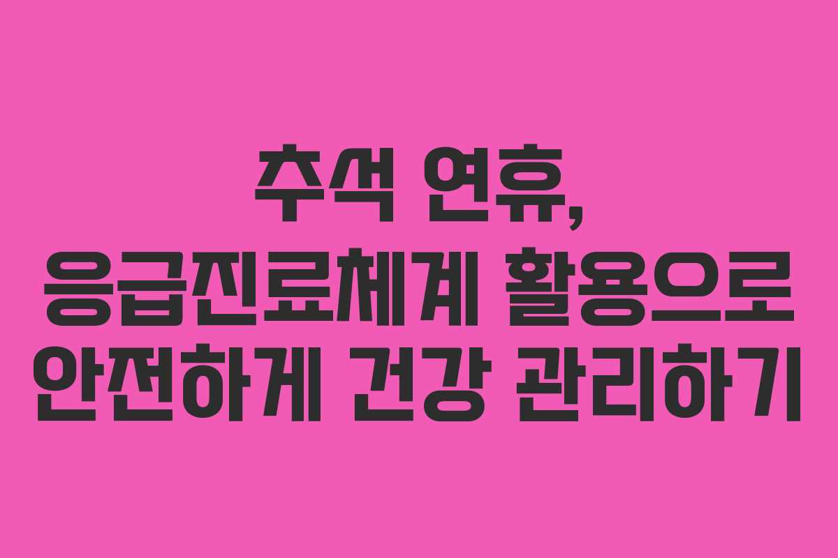 추석 연휴, 응급진료체계 활용으로 안전하게 건강 관리하기