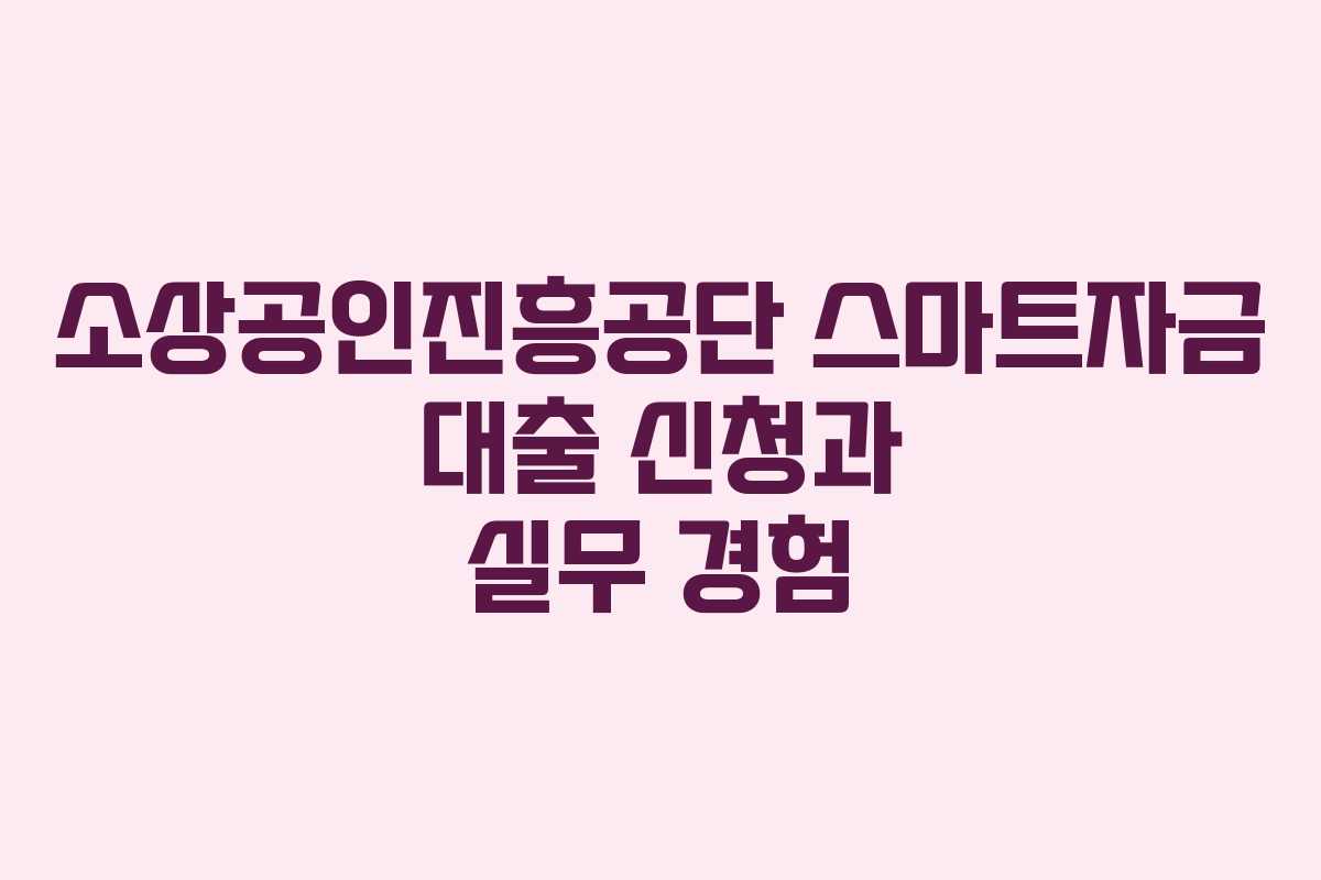소상공인진흥공단 스마트자금 대출 신청과 실무 경험