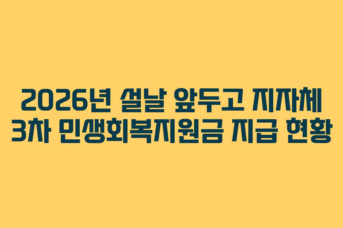 2026년 설날 앞두고 지자체 3차 민생회복지원금 지급 현황