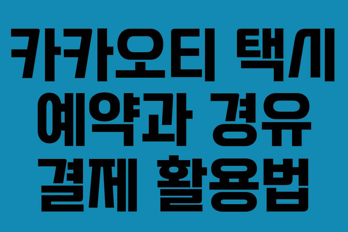 카카오티 택시 예약과 경유 결제 활용법