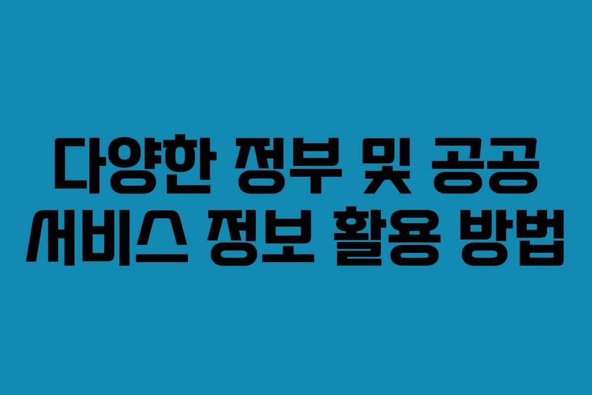 다양한 정부 및 공공 서비스 정보 활용 방법