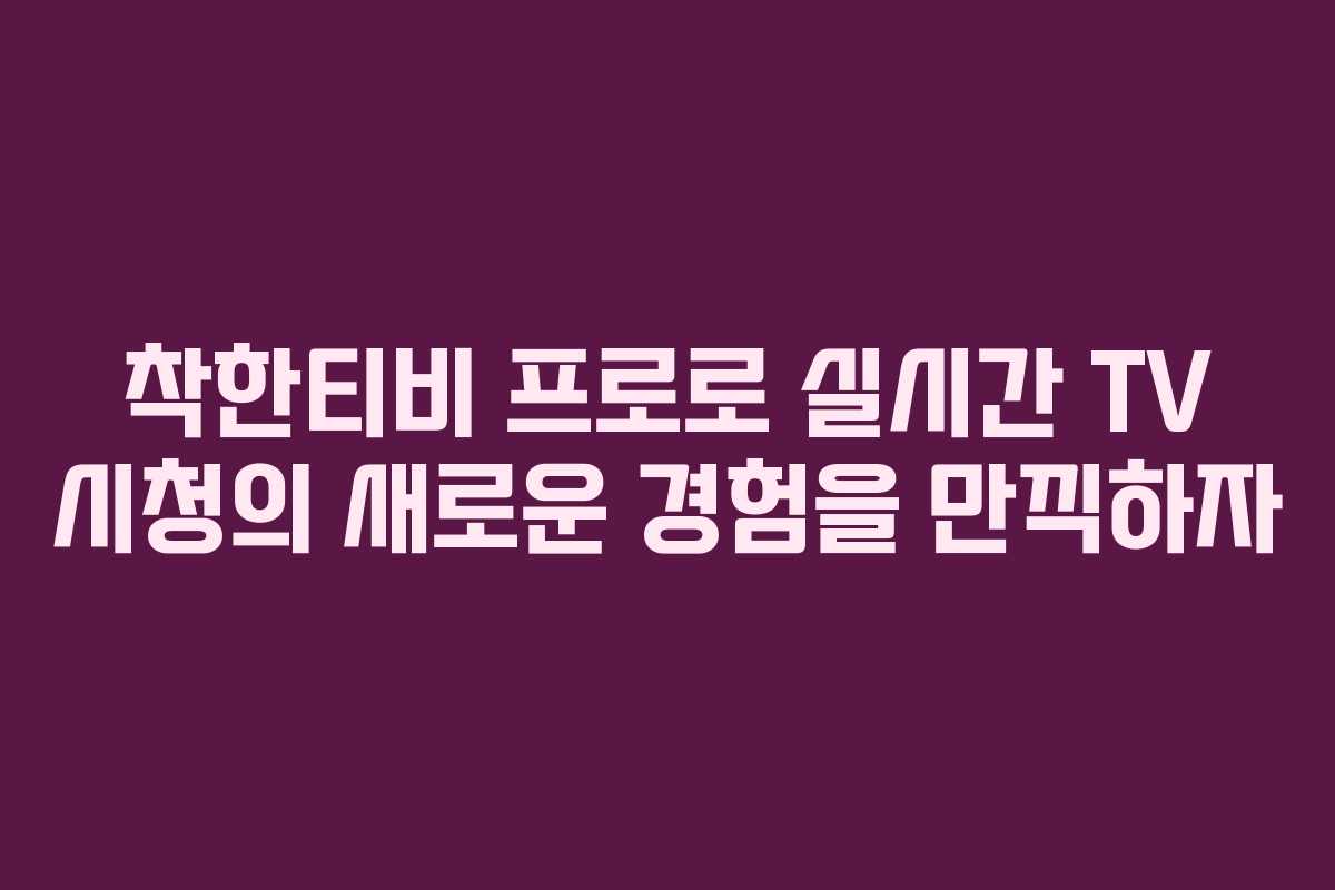 착한티비 프로로 실시간 TV 시청의 새로운 경험을 만끽하자