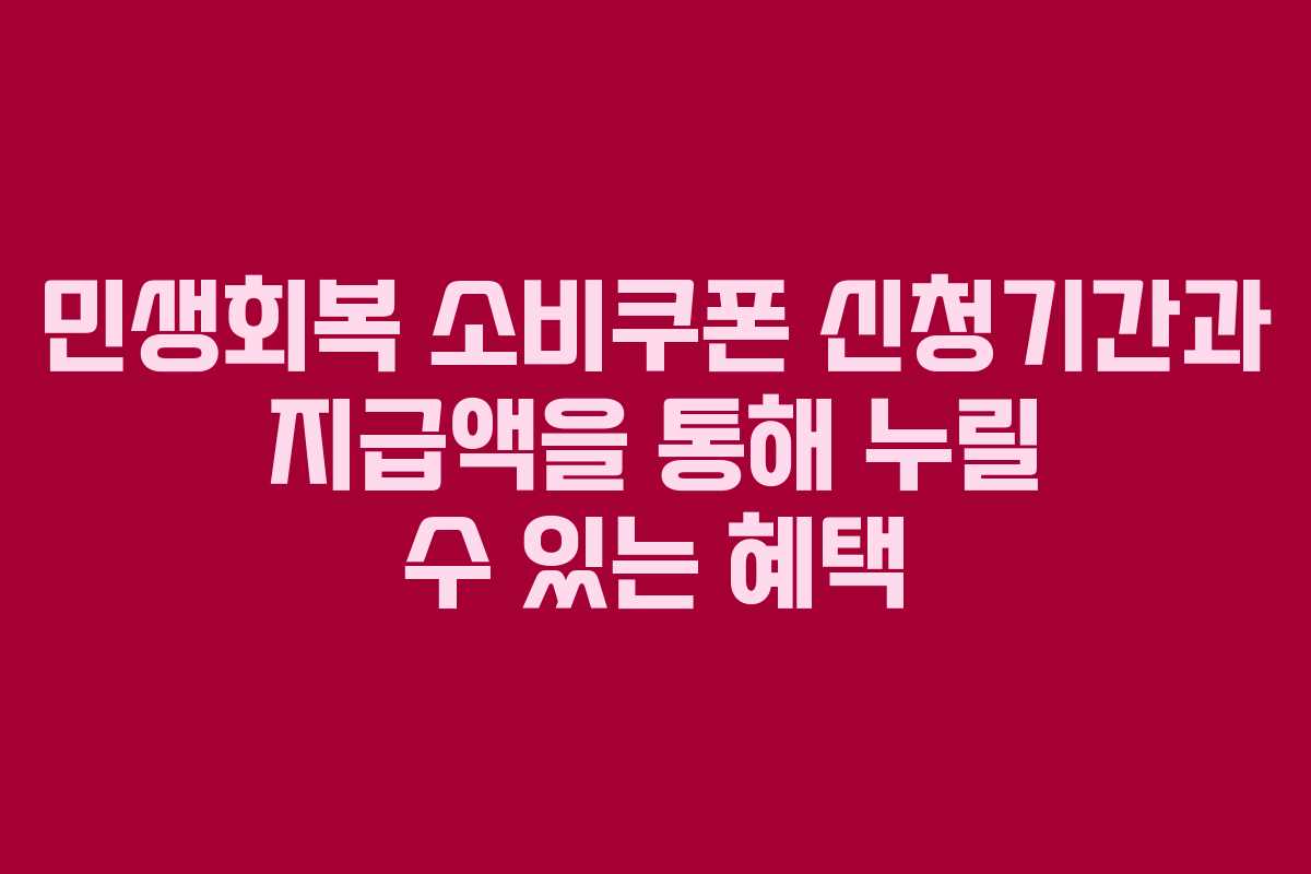 민생회복 소비쿠폰 신청기간과 지급액을 통해 누릴 수 있는 혜택