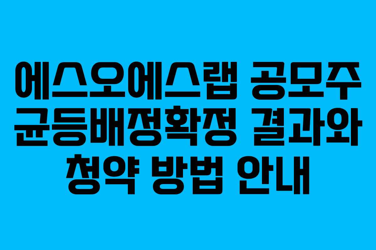 에스오에스랩 공모주 균등배정확정 결과와 청약 방법 안내