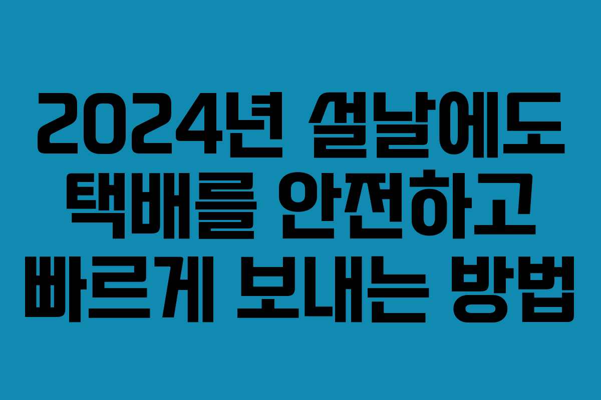 2024년 설날에도 택배를 안전하고 빠르게 보내는 방법