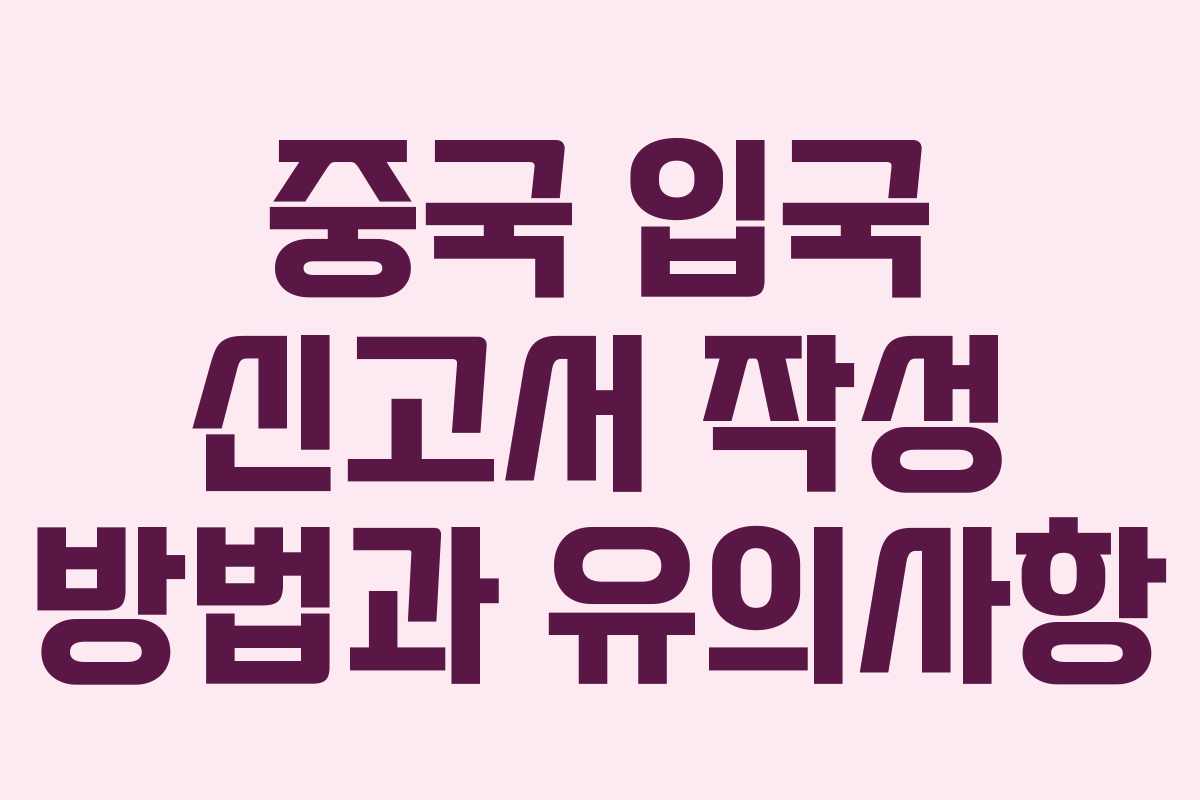 중국 입국 신고서 작성 방법과 유의사항