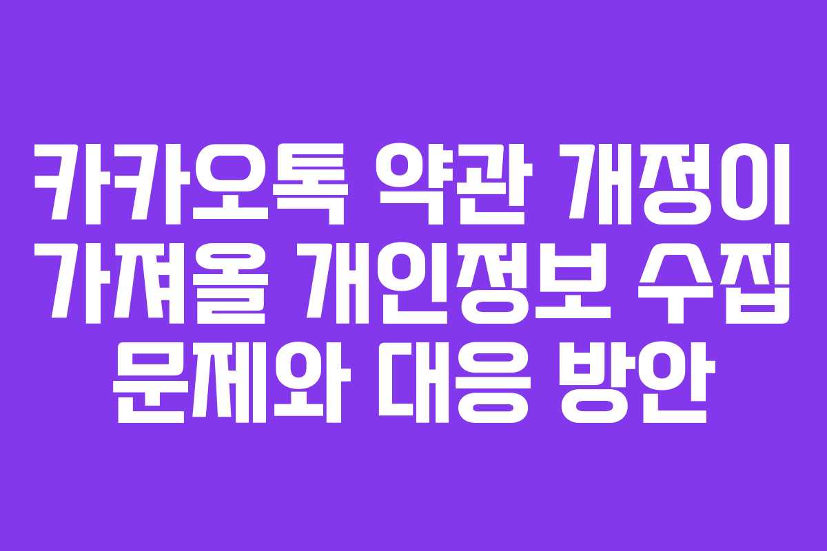 카카오톡 약관 개정이 가져올 개인정보 수집 문제와 대응 방안