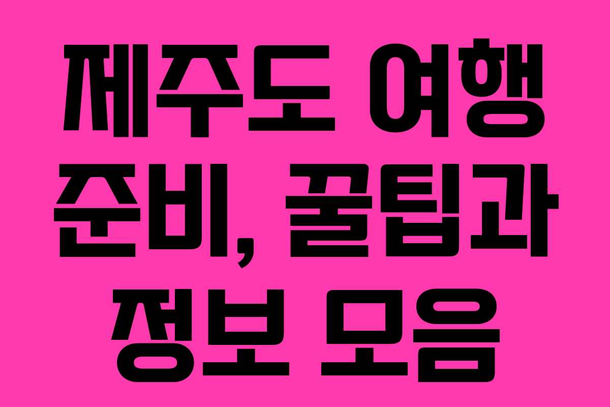 제주도 여행 준비, 꿀팁과 정보 모음