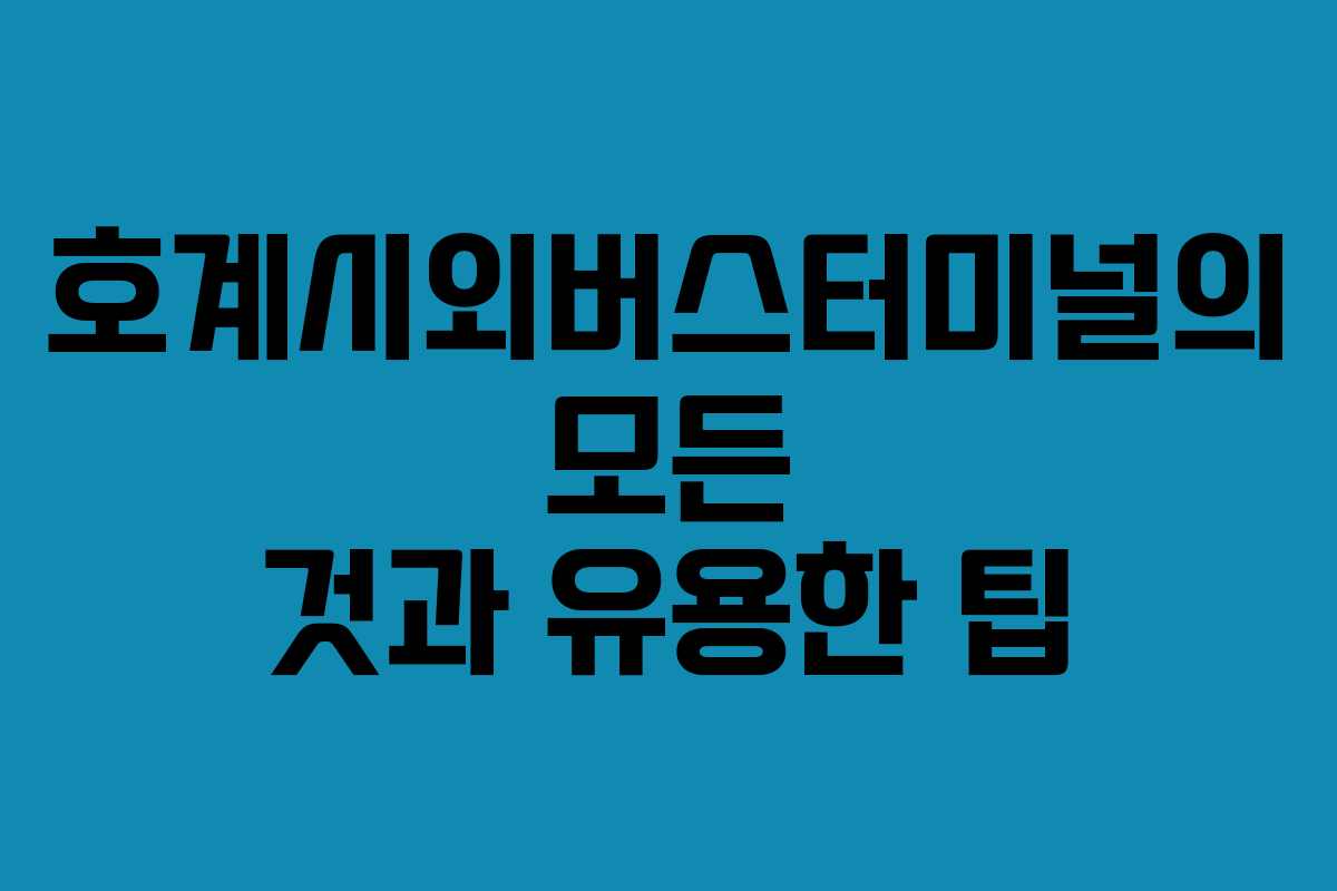 호계시외버스터미널의 모든 것과 유용한 팁