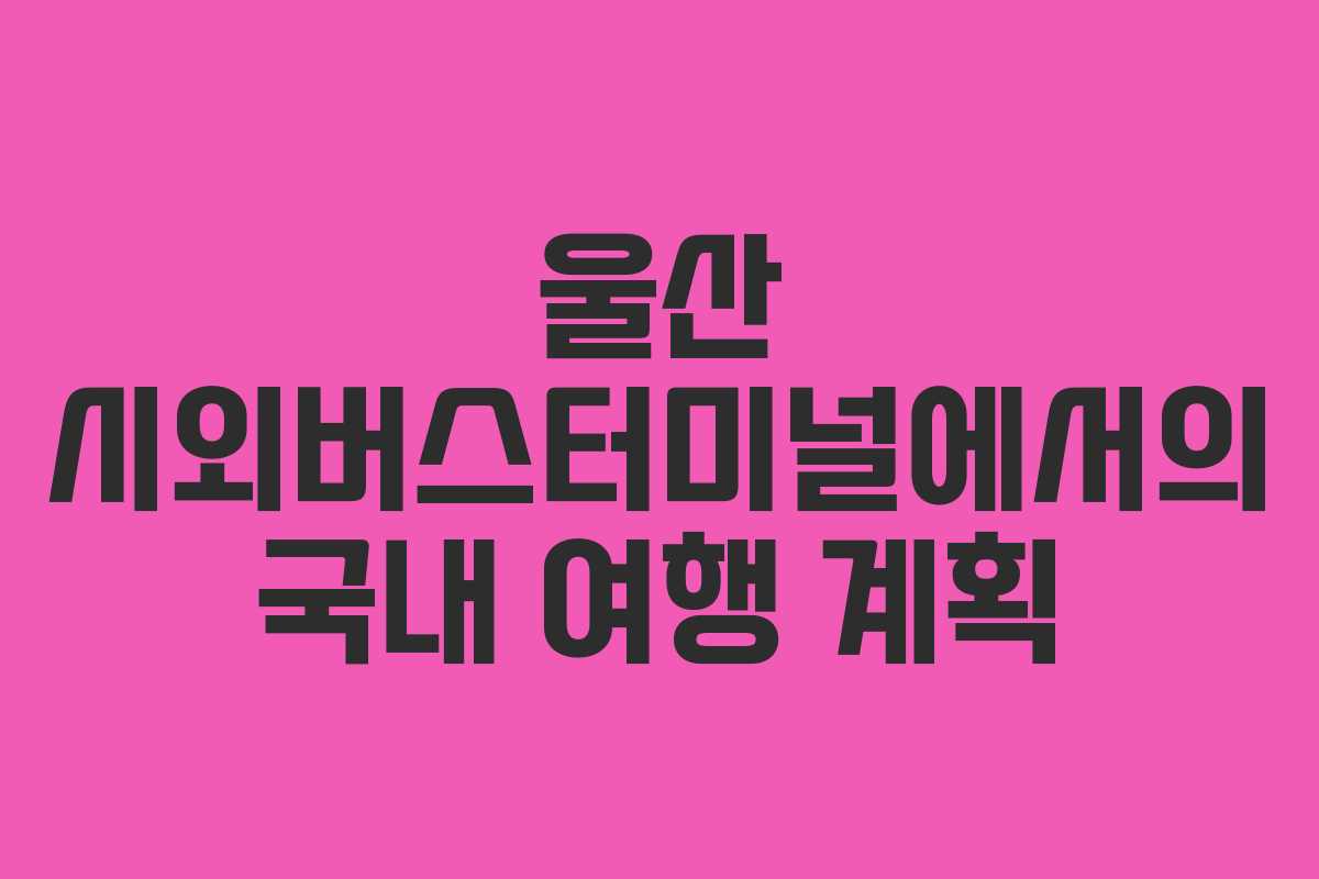 울산 시외버스터미널에서의 국내 여행 계획