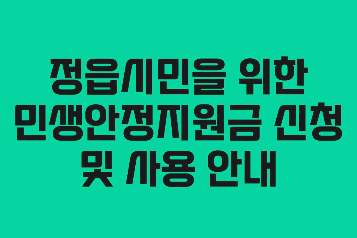 정읍시민을 위한 민생안정지원금 신청 및 사용 안내