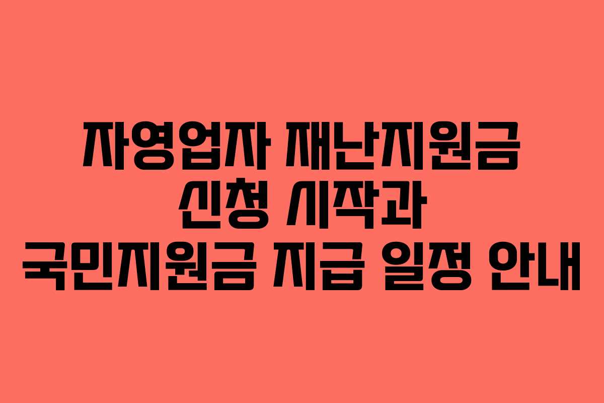 자영업자 재난지원금 신청 시작과 국민지원금 지급 일정 안내
