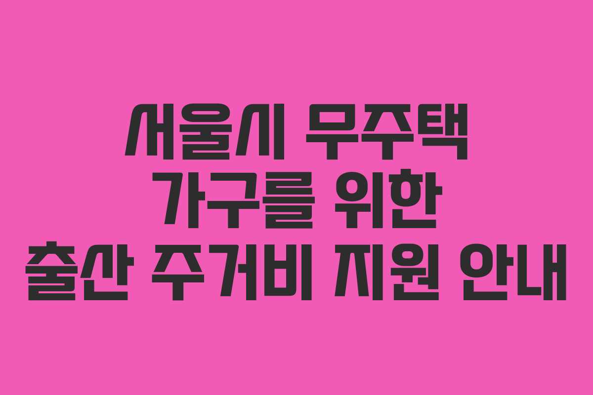 서울시 무주택 가구를 위한 출산 주거비 지원 안내