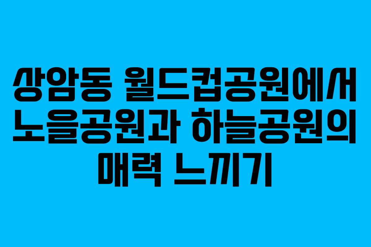 상암동 월드컵공원에서 노을공원과 하늘공원의 매력 느끼기