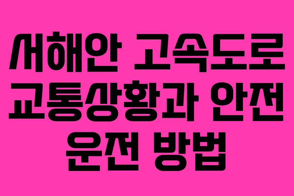 서해안 고속도로 교통상황과 안전 운전 방법