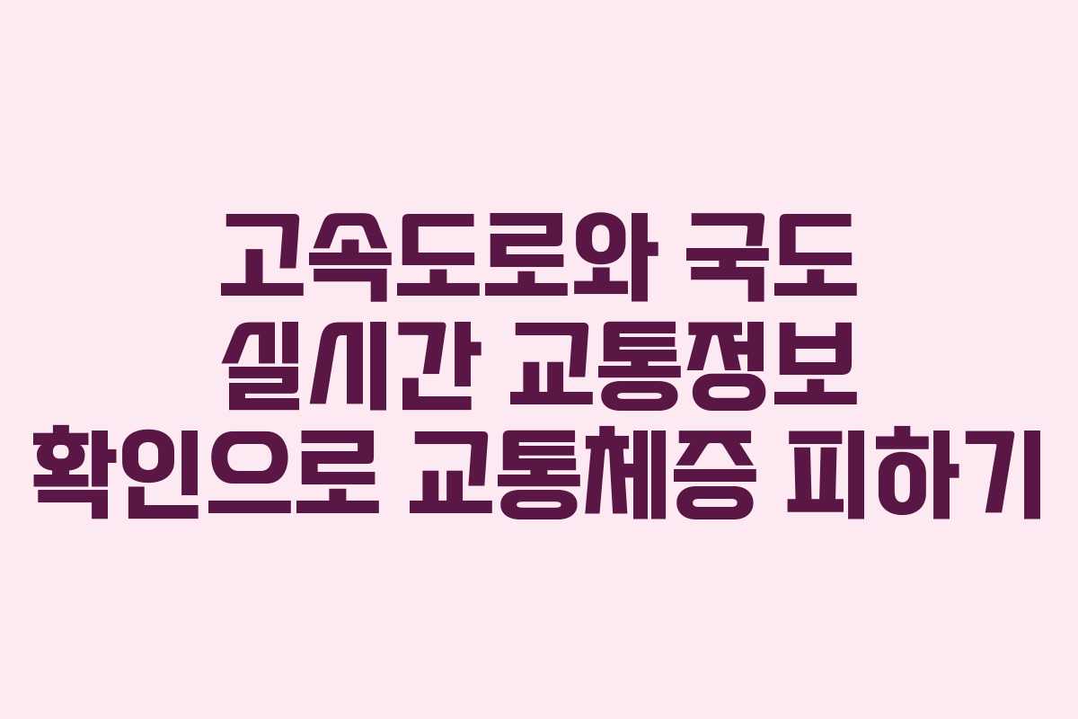 고속도로와 국도 실시간 교통정보 확인으로 교통체증 피하기