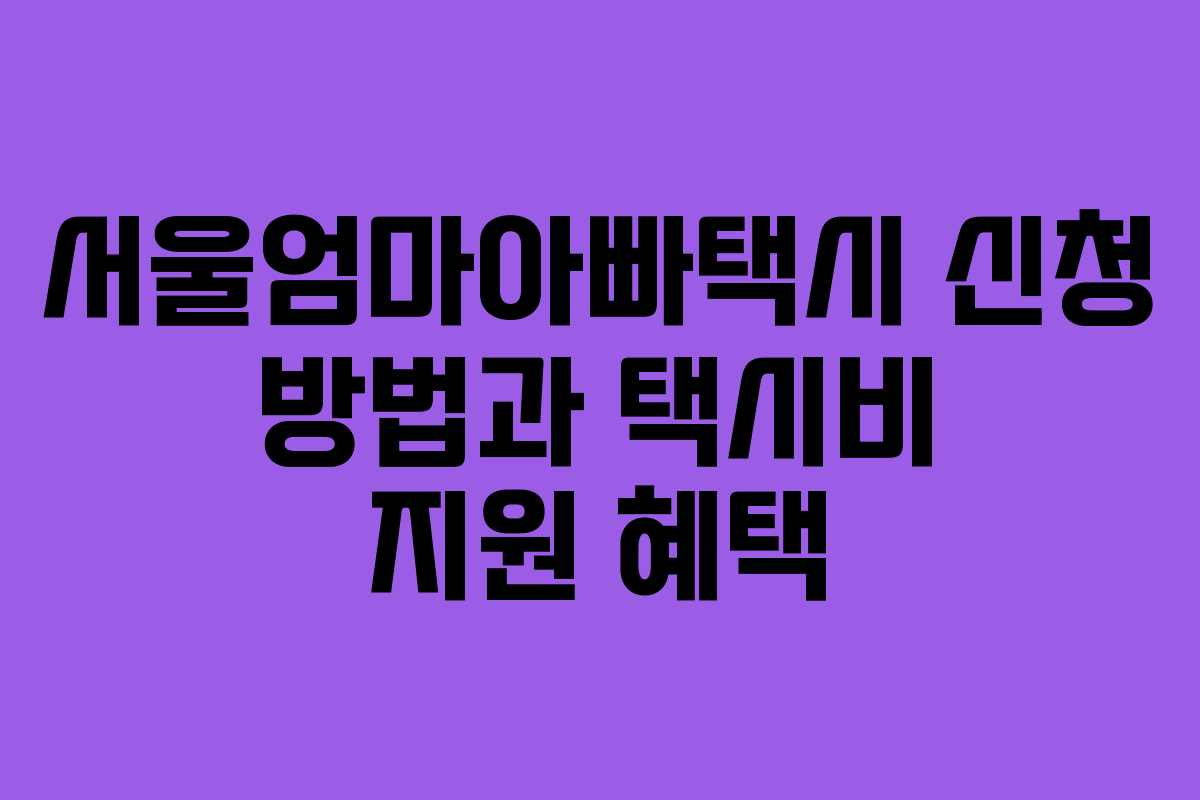 서울엄마아빠택시 신청 방법과 택시비 지원 혜택