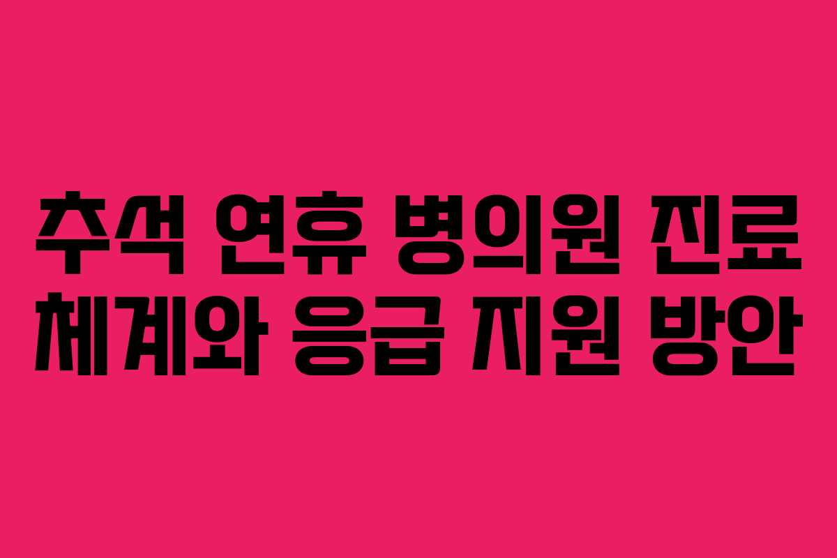추석 연휴 병의원 진료 체계와 응급 지원 방안