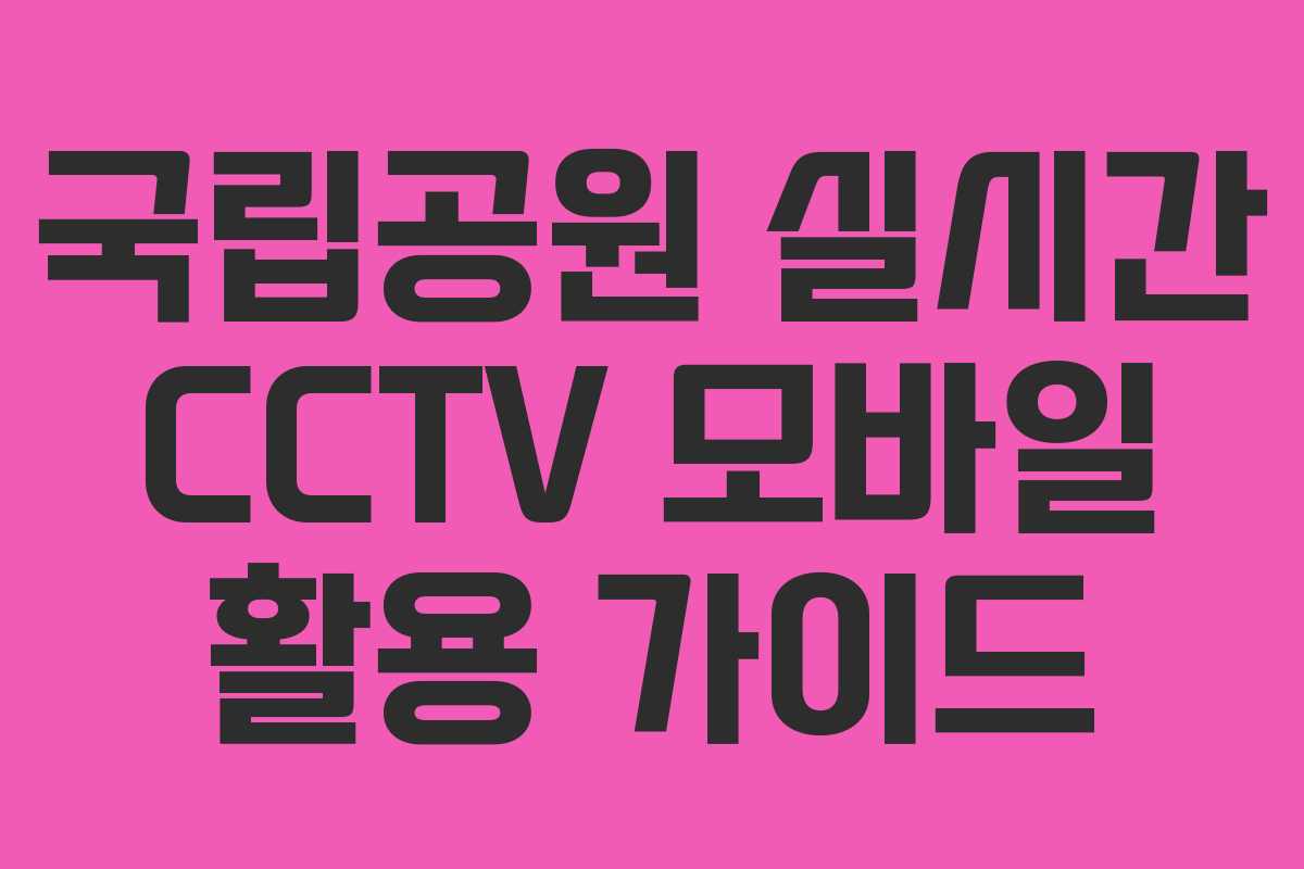 국립공원 실시간 CCTV 모바일 활용 가이드